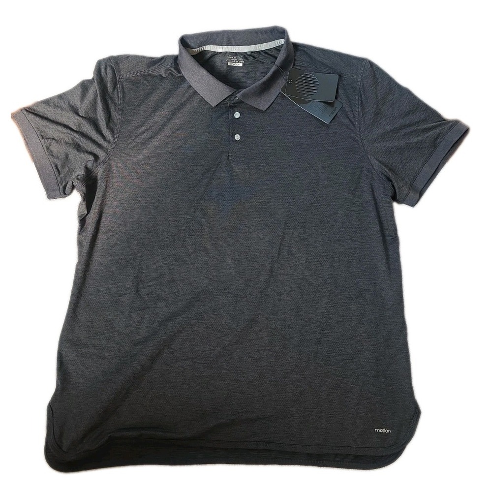 NWT Motion Men's Adventure Performance Polo Shirt Size XL Black Onyx Gray